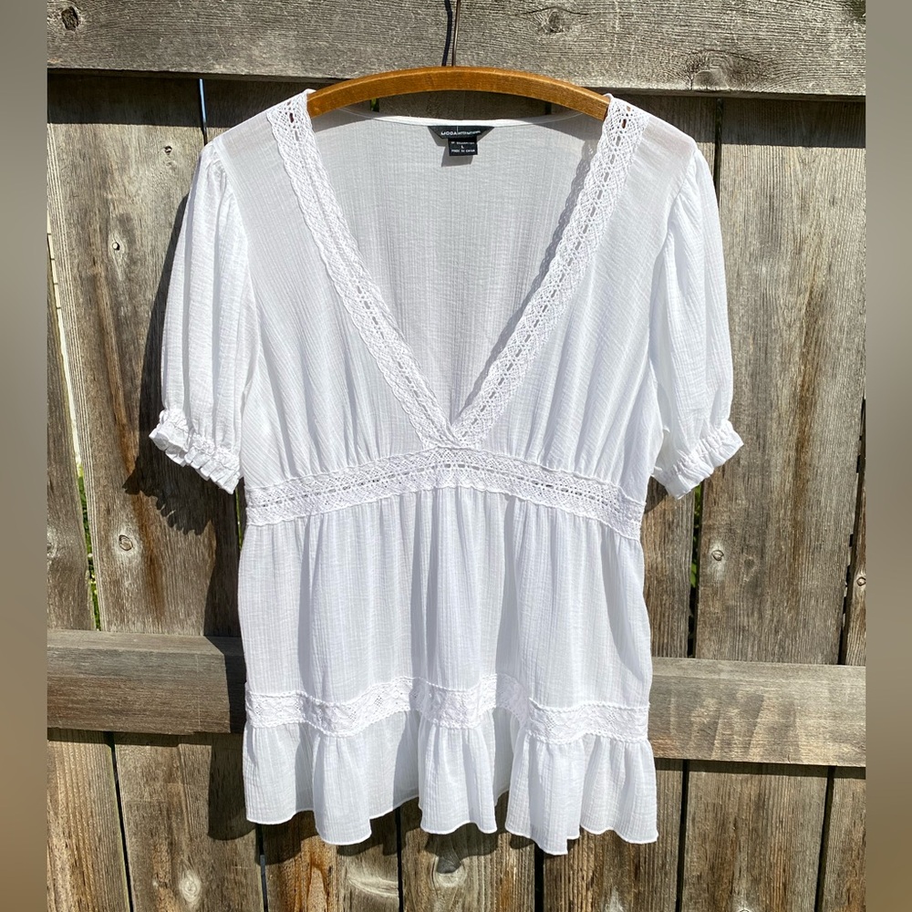 Moda International Peasant Blouse- Size Large- EC
